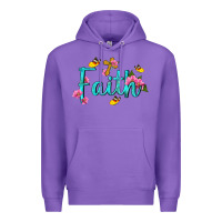Purple faith with flower and butterfly Premium Hoodie - NancyCooperArtShop