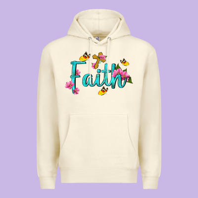Faith With Flower And Butterfly Premium Hoodie Designed By Nancycooperartshop