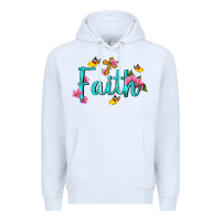 White faith with flower and butterfly Premium Hoodie - NancyCooperArtShop