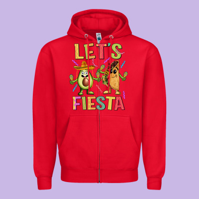 Let's Fiesta Taco Zipper Hoodie Designed By Jahusdesignshop