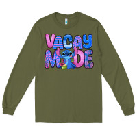 Army Green vacay mode stitch Long Sleeve Tee - Zillion Design Studio