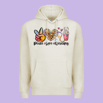 Peace Love Nursing Premium Hoodie Designed By Maliassmallbusiness