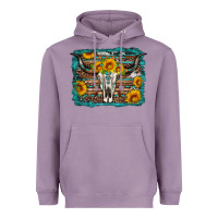 Lavender longhorn bull skull western turquoise background Heavyweight Hoodie - Artiststas