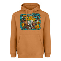 Meerkat longhorn bull skull western turquoise background Heavyweight Hoodie - Artiststas