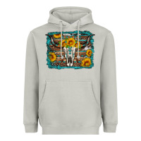 Moon Dust longhorn bull skull western turquoise background Heavyweight Hoodie - Artiststas