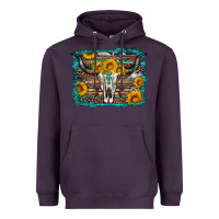 Plum longhorn bull skull western turquoise background Heavyweight Hoodie - Artiststas