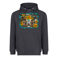 Smoke longhorn bull skull western turquoise background Heavyweight Hoodie - Artiststas
