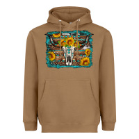 Toasted Coconut longhorn bull skull western turquoise background Heavyweight Hoodie - Artiststas