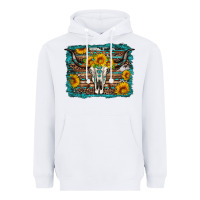 White longhorn bull skull western turquoise background Heavyweight Hoodie - Artiststas