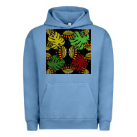 Pigment Pebble Blue african and leaf seamless pattern Urban Hoodie - BundleAndBundleShop