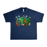 Navy christmas trees with hockey Urban Heavy Tee - Zillion Design Studio