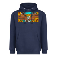 Navy longhorn bull skull license plate Heavyweight Hoodie - Artiststas