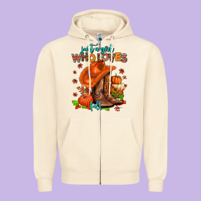 Jusr A Girl Who Loves Fall  Cowgirl Zipper Hoodie Designed By Adodesignshop