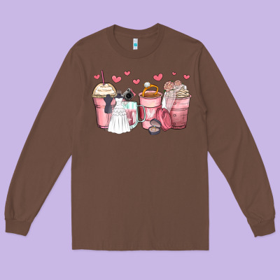 Wedding Bride Coffee Cups Long Sleeve Tee Designed By Zillion Design Studio