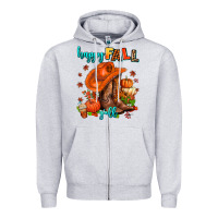 Heather Grey happy fall y'all  cowgirl Zipper Hoodie - AdoDesignShop