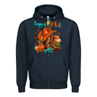 Navy happy fall y'all  cowgirl Zipper Hoodie - AdoDesignShop