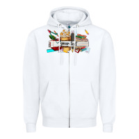 White costomized teachers name Zipper Hoodie - AdoDesignShop