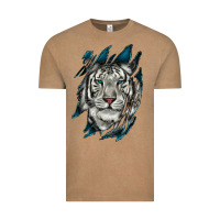 Vintage Coffee White Tiger Scratch Mark Vintage Tee - RanaPortraitStore