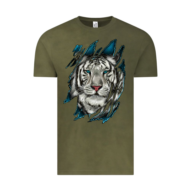 White Tiger Scratch Mark Vintage Tee by RanaPortraitStore | Teevron