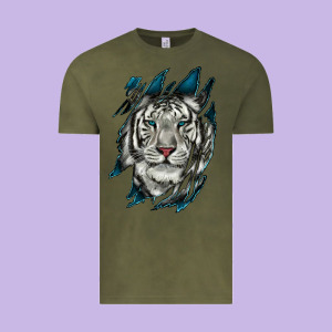 White Tiger Scratch Mark Vintage Tee Designed By Ranaportraitstore