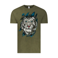 Vintage Olive White Tiger Scratch Mark Vintage Tee - RanaPortraitStore