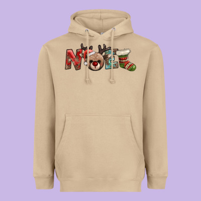 Noel With Sock And Reindeer Heavyweight Hoodie Designed By Adodesignshop
