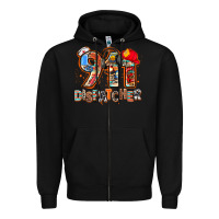 Black 911 dispatcher Zipper Hoodie - AdoDesignShop