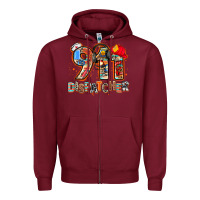 Burgundy 911 dispatcher Zipper Hoodie - AdoDesignShop