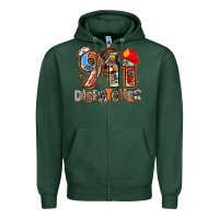 Sports Green 911 dispatcher Zipper Hoodie - AdoDesignShop