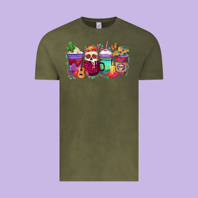Dia De Los Muertos Coffee Cups Vintage Tee Designed By Texasbilliewilder