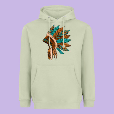 Native American Indian Headdress Heavyweight Hoodie Designed By Artiststas