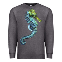 Charcoal Heather Blue Seahorse Premium Sweatshirt - LillyAllenDesigns
