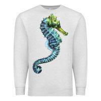 Oatmeal Heather Blue Seahorse Premium Sweatshirt - LillyAllenDesigns