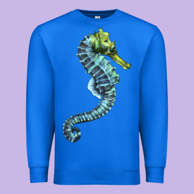 Blue Seahorse Premium Sweatshirt Designed By Lillyallendesigns