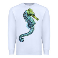 White Blue Seahorse Premium Sweatshirt - LillyAllenDesigns