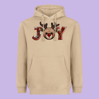 Joy Reindeer Heavyweight Hoodie Designed By Adodesignshop