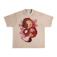 French Oak red dragon and sakura cherry blossoms Urban Heavy Tee - RanaPortraitStore