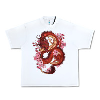 White red dragon and sakura cherry blossoms Urban Heavy Tee - RanaPortraitStore