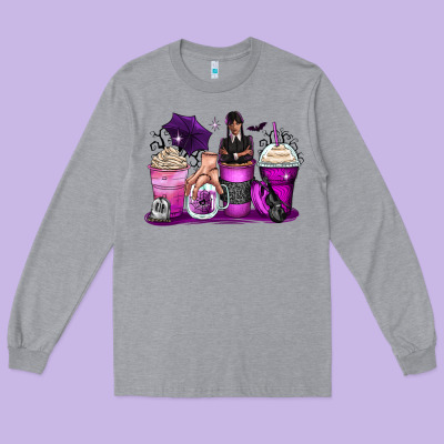 Wednesday Coffee Cups Long Sleeve Tee Designed By Zillion Design Studio