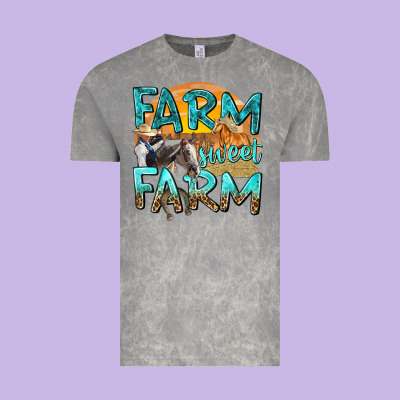 Farm Sweet Farm With Horses Vintage Tee Designed By Texasbilliewilder