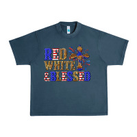 Midnight Navy red white and blessed Urban Heavy Tee - texasbilliewilder
