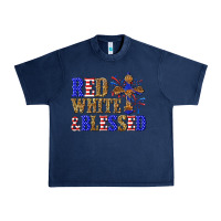 Navy red white and blessed Urban Heavy Tee - texasbilliewilder