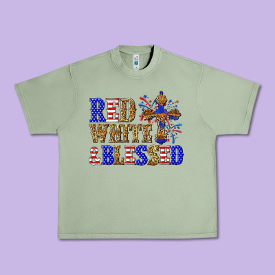 Urban Heavy Tee red white and blessed