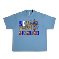 Pebble Blue red white and blessed Urban Heavy Tee - texasbilliewilder