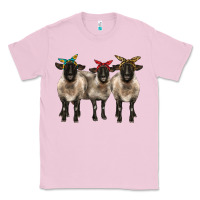 Bubblegum Pink 3 sheeps suffolk ewe with bandana Classic Tee - BarkalooDesign