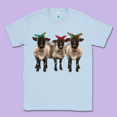 3 Sheeps Suffolk Ewe With Bandana Classic Tee Designed By Barkaloodesign