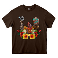 Chocolate Brown farm life rooster Heavy Core Tee - SublimationCraftShop