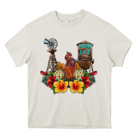 Cream farm life rooster Heavy Core Tee - SublimationCraftShop