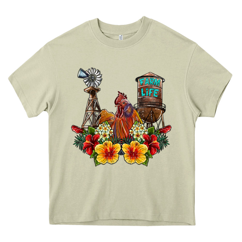 Farm Life Rooster Heavy Core Tee by SublimationCraftShop | Teevron