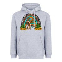 Heather Grey indian headdress cactus and sunflowers rainbow Heavyweight Hoodie - Artiststas